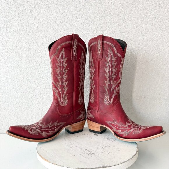 Lane LEXINGTON Womens Cowboy Boots 9.5 Red Western Cowgirl Mid Calf Pointed Toe - Picture 7 of 11